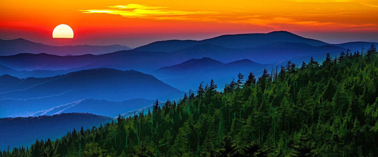 Smoky Mountain Sunrise Fabric Panel - NPSM-005C