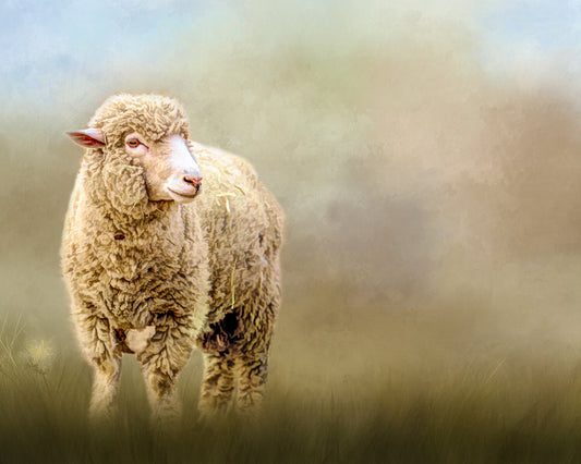 Solitary Sheep Fabric Panel - AFF-009C