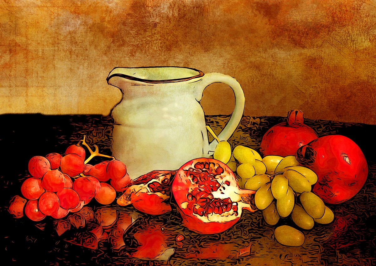 Fresh Fruit Still Life Fabric Panel - FAV-007C