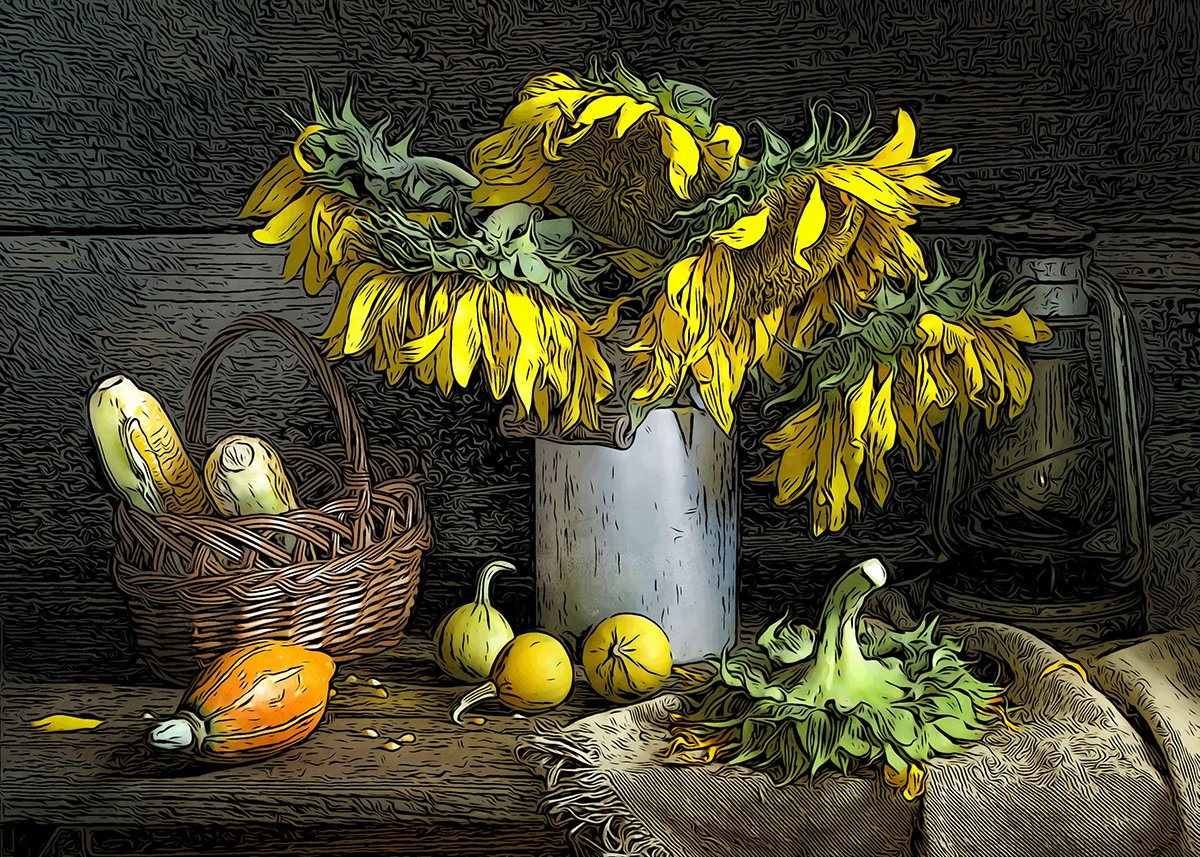 Farm Table Still Life Fabric Panel - FPG-008C