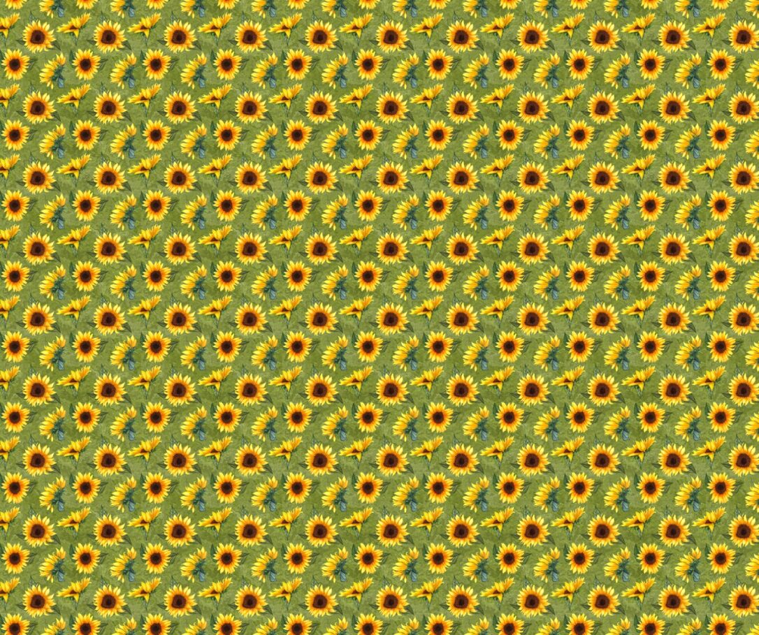 Sunflower Fabric with Green Background - FOFY-026 - Focus on Fabric Yardage