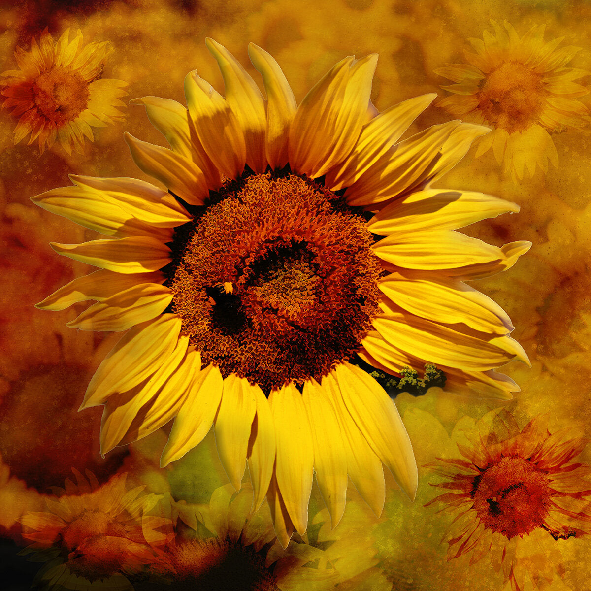 Abstract Sunflower Fabric Panel - FLR-027C