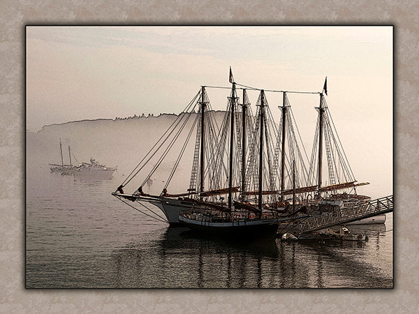 Tall Ship in Fog Fabric Panel - BOA-001C