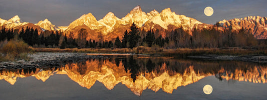 Moon Over the Tetons Panorama Fabric Panel - NPGT-012C