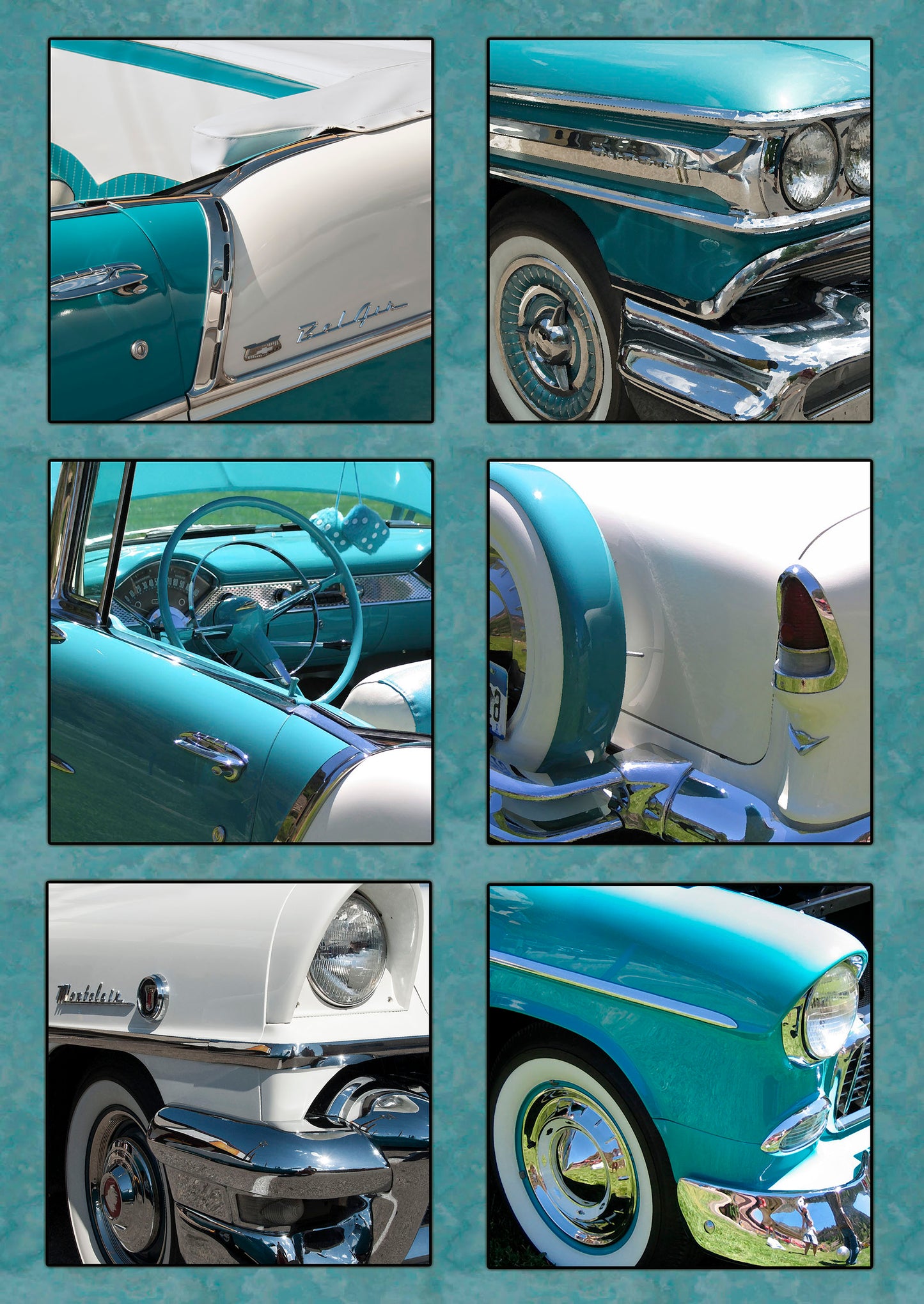 Turquoise Chevy Car Closeup Fabric Panel - TVC-017C