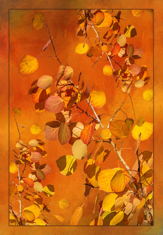 Varigated Aspen Leaves Fabric Panel - SFC-005C