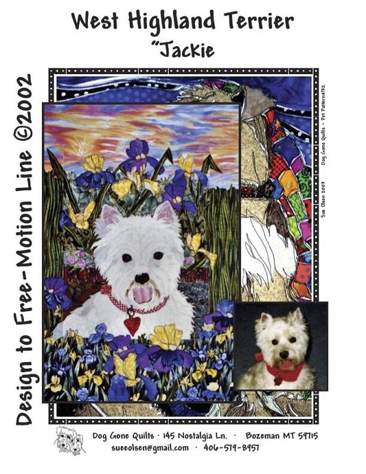 West Highland Terrier Quilt Pattern, Approximately Size 20” x 25”, Design to Free-Motion Line from Dog Gone Quilts