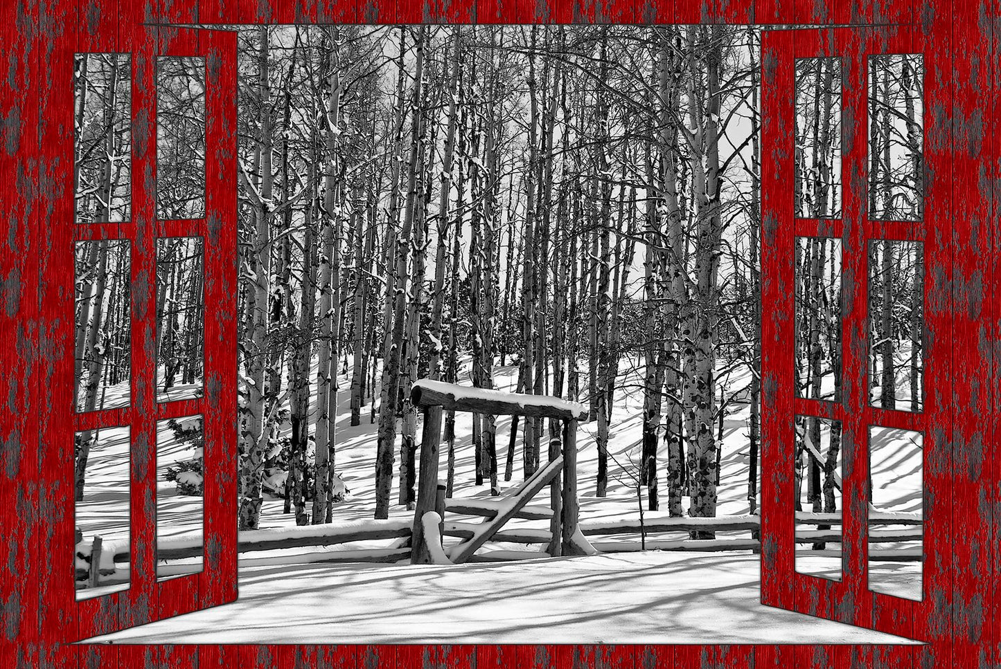 Colorado Winter Through the Window Fabric Panel - SCO-019C