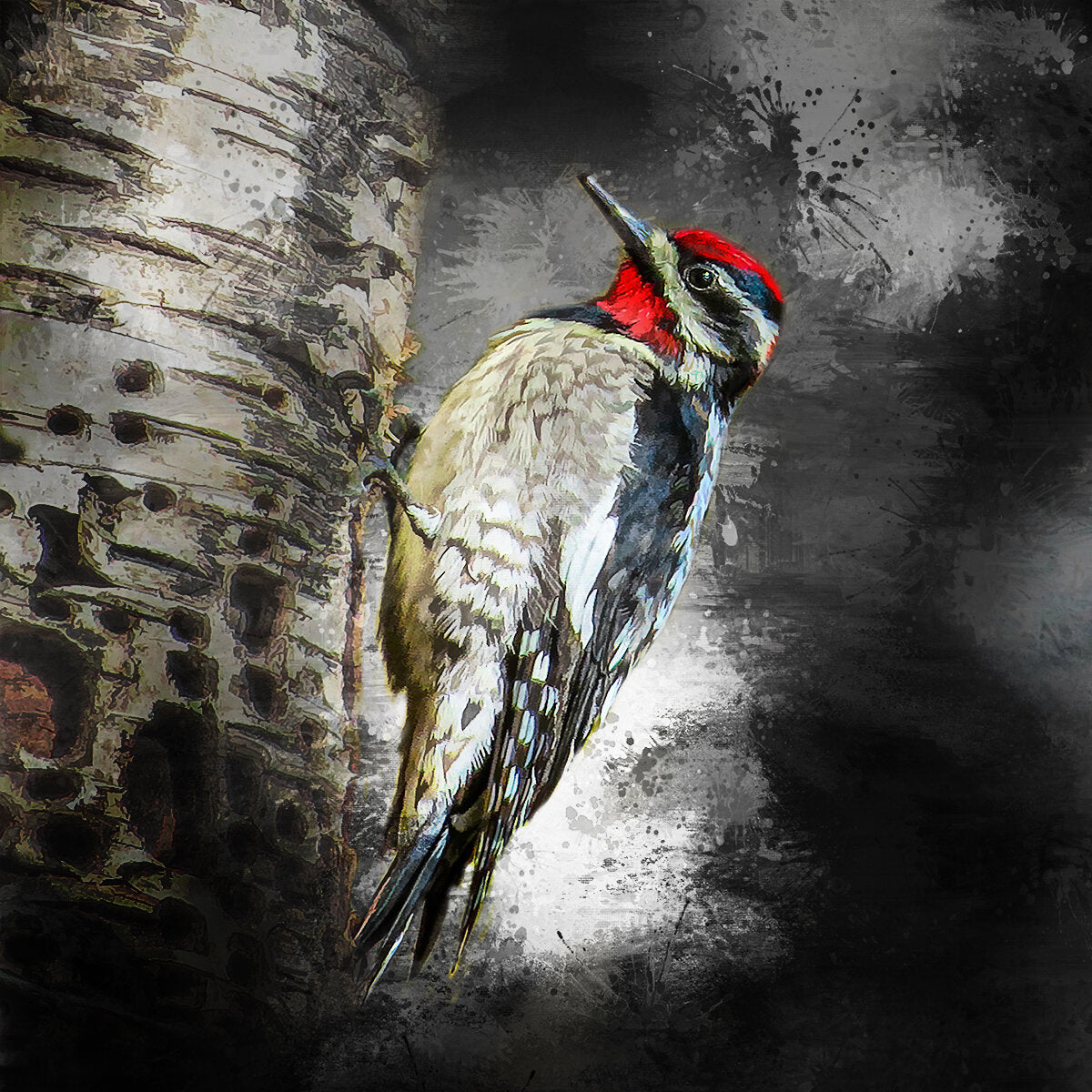 Redheaded Woodpecker Fabric Panel - BRB-005C