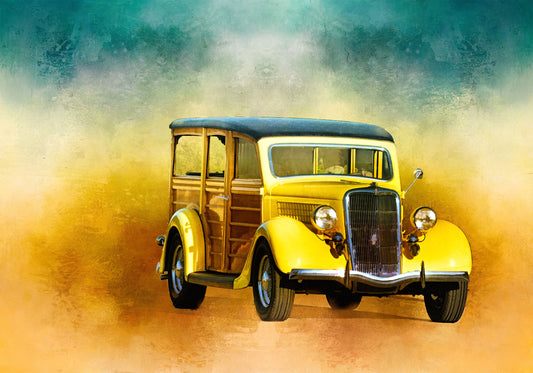 Vintage Woody Wagon Fabric Panel - TVC-010C