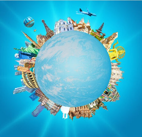 Travel Around the World Fabric Panel - AFT-015C