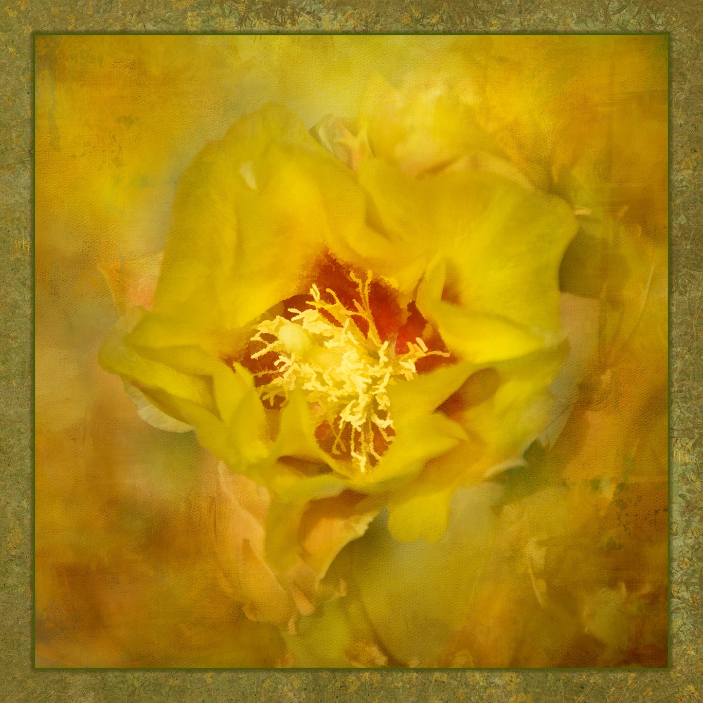 Yellow Cactus Bloom Fabric Panel - DCS-012C