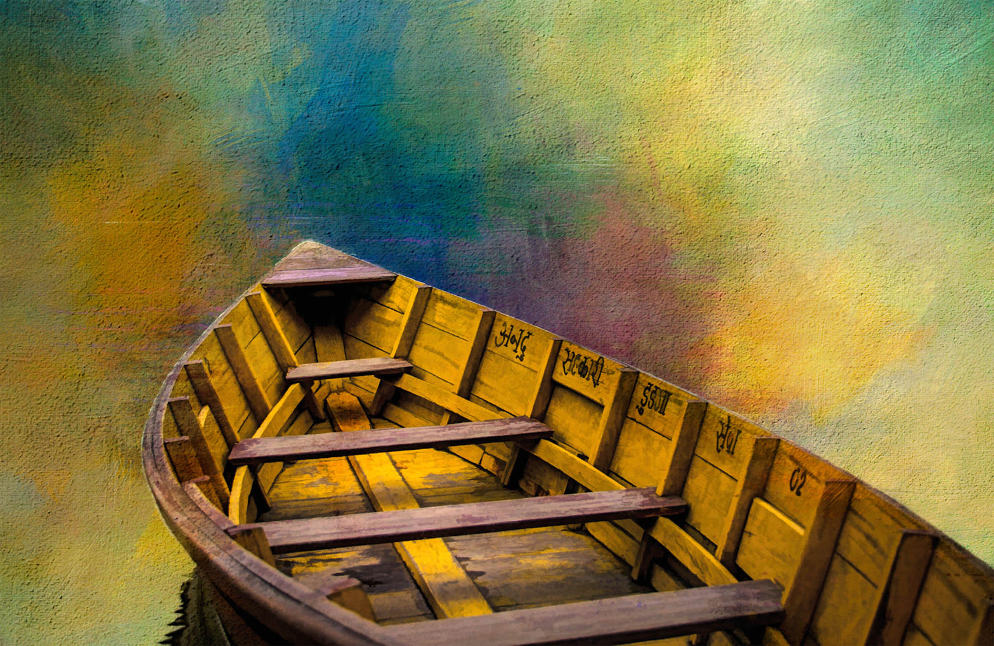 Yellow Wooden Boat Fabric Panel - BOA-003C