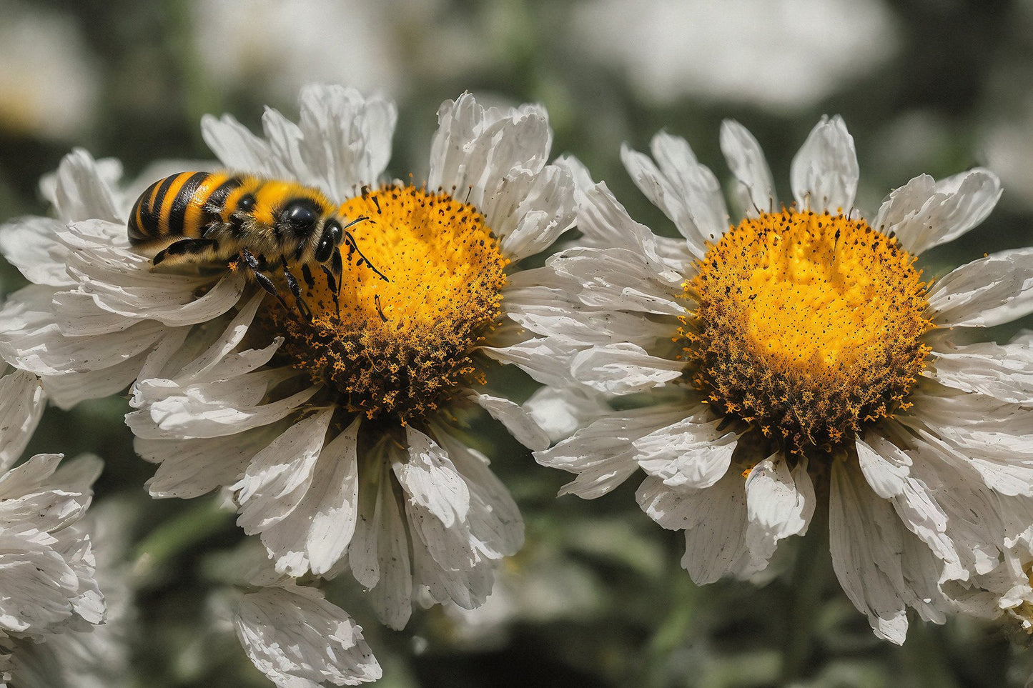 Bee on Daisy Fabric Panel - BRM-011C