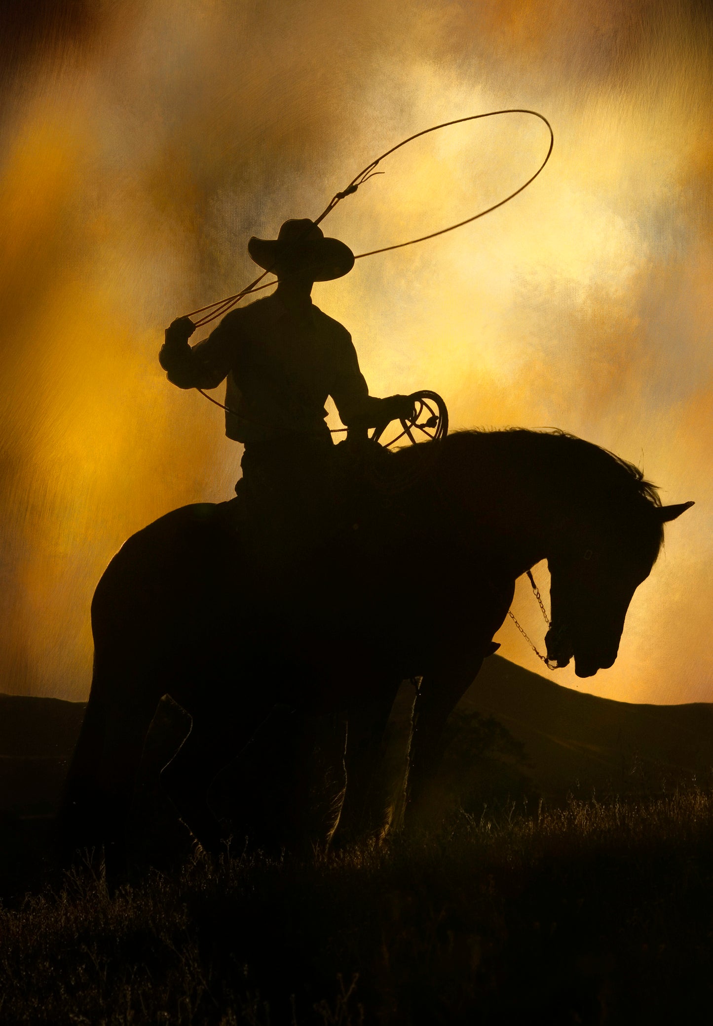 Cowboy Silhouette Fabric Panel - CBY-005C
