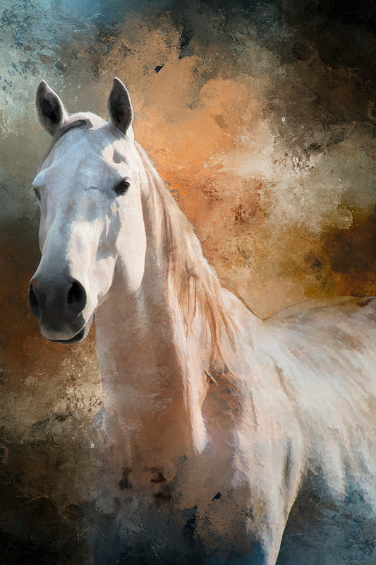 Ghostly White Horse Fabric Panel - AHS-009