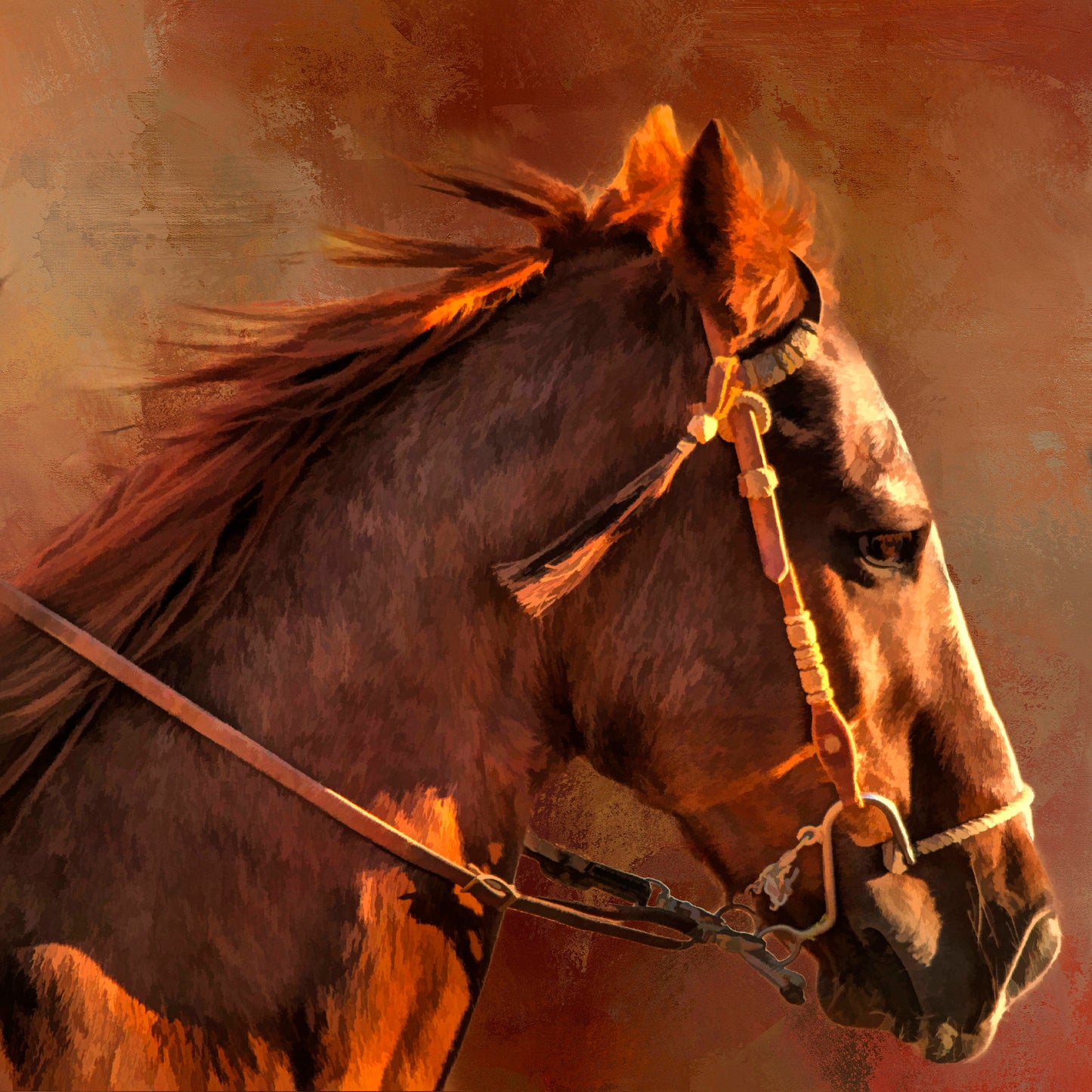 Ranch Horse Profile Fabric Panel - AHS-005C