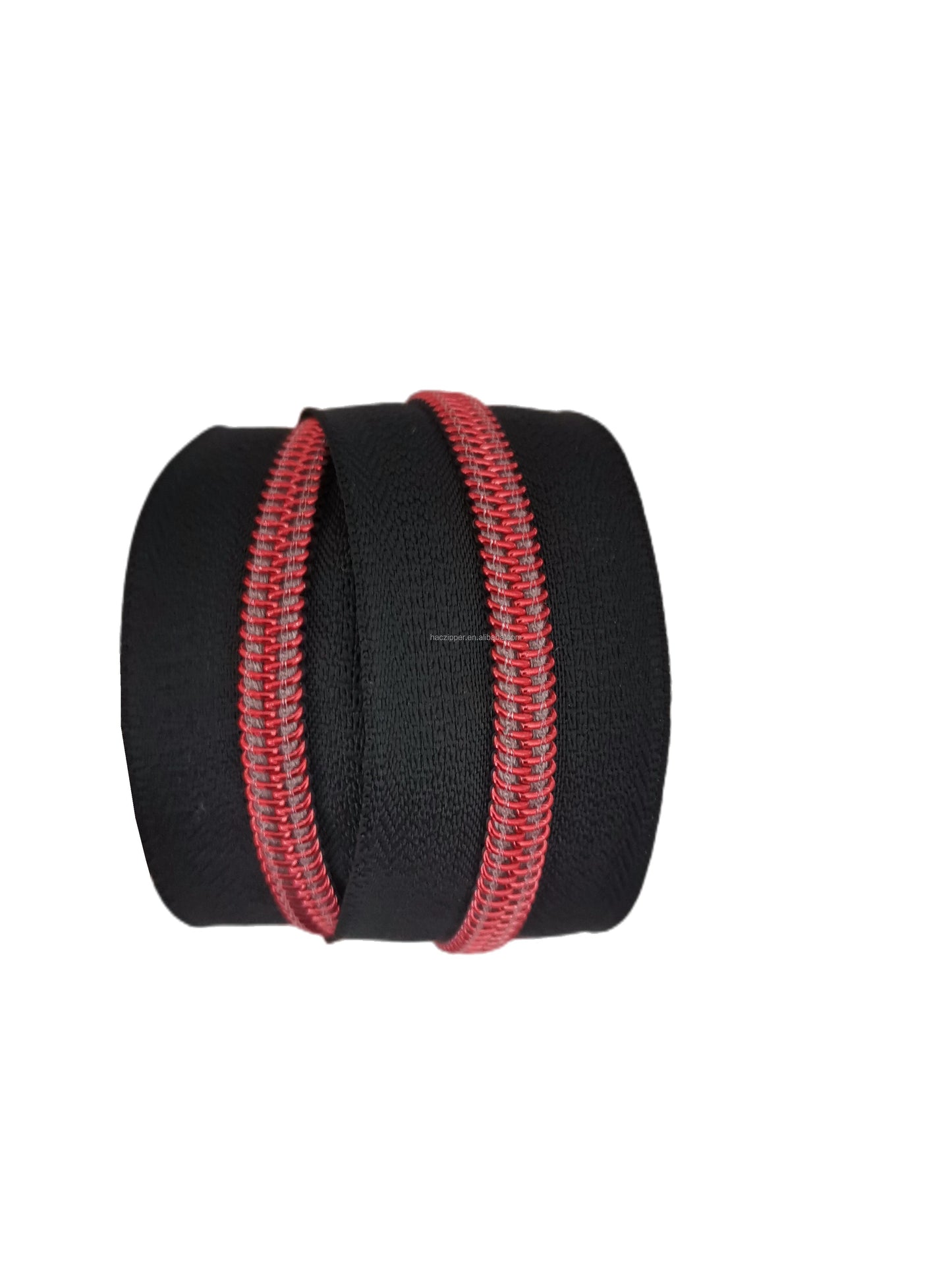 Z-119R - Black Tape/Metalic Red Teeth Size 5 - 3 yards / 2.75 meters (180 inches / 275 cm)