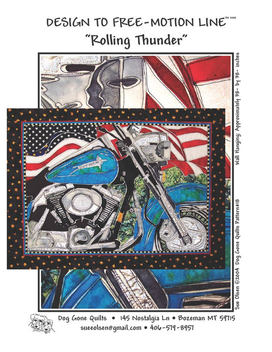 Rolling Thunder Quilt Pattern, Approximately Size 38” x 38”, Design to Free-Motion Line from Dog Gone Quilts