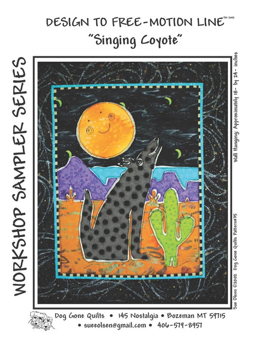 Singing Coyote Quilt Pattern - Design to Free-Motion Line from Dog Gone Quilts
