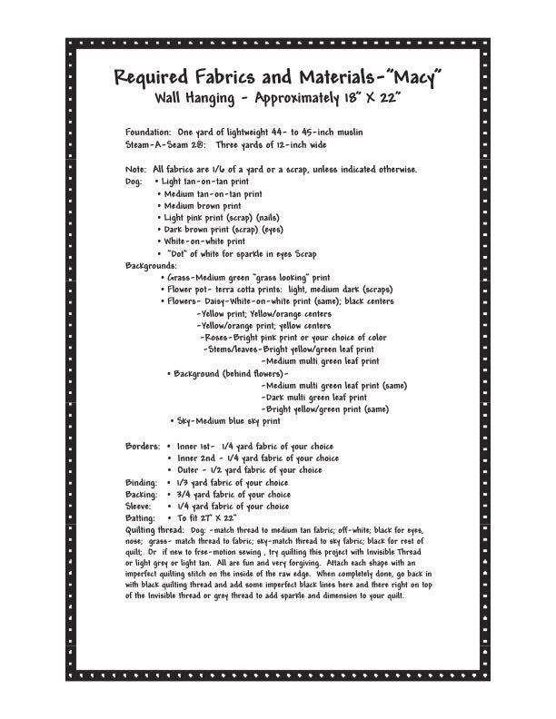 Beagle "Macy" Quilt Pattern - Approximately Size 18” x 22”, Design to Free-Motion Line - Designer Sue Olson