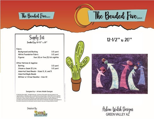 The Beaded Five Quilt Pattern - An Arlene Walsh Design, Southwest Pattern, Fused Applique