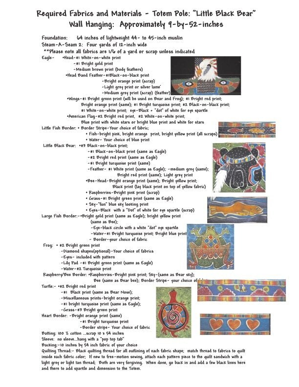 Indian Folk Art: Totem Pole Series - Little Black Bear Quilt Pattern - Design to Free-Motion Line from Dog Gone Quilts