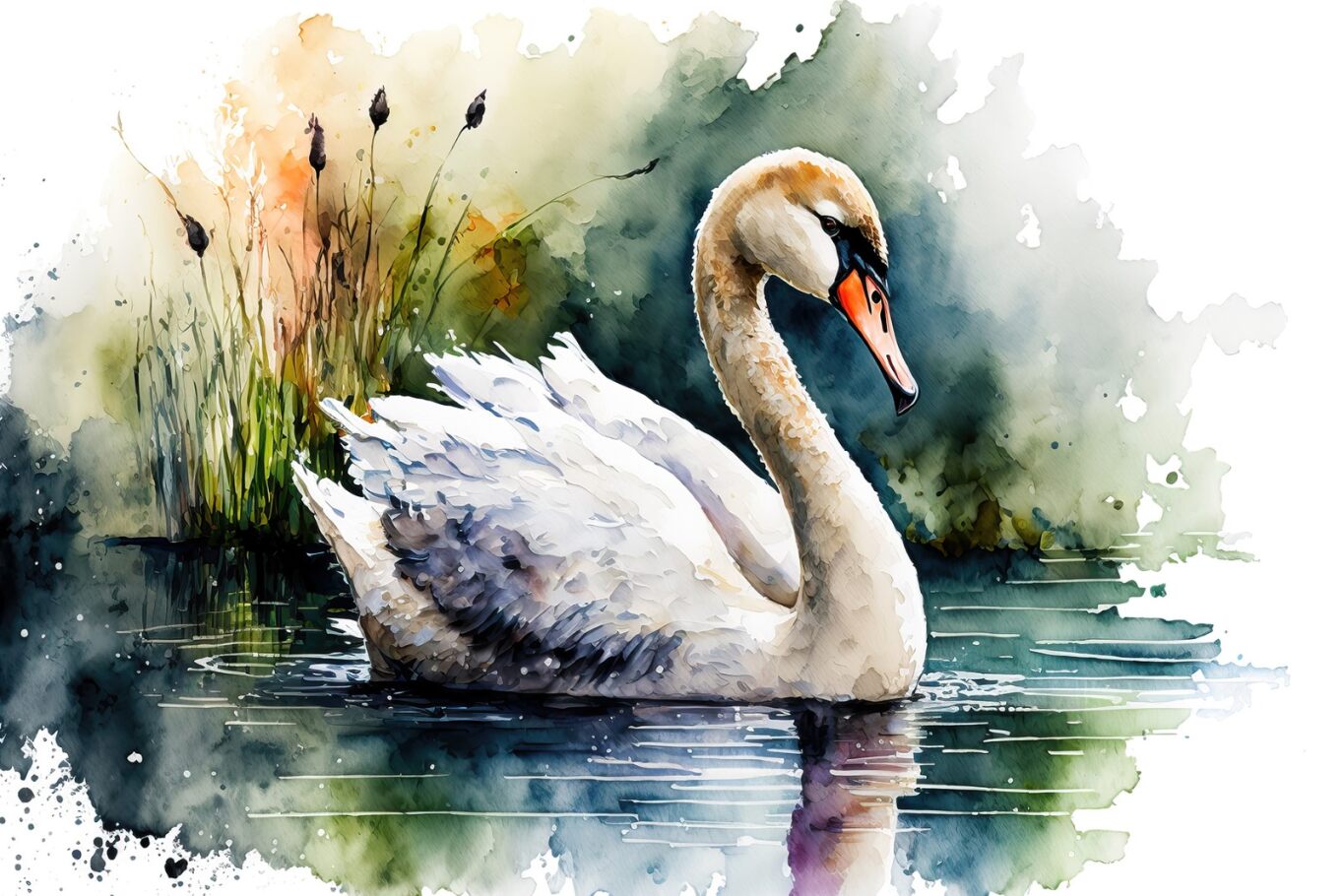 Abstract Swan Fabric Panel - BSB-010C
