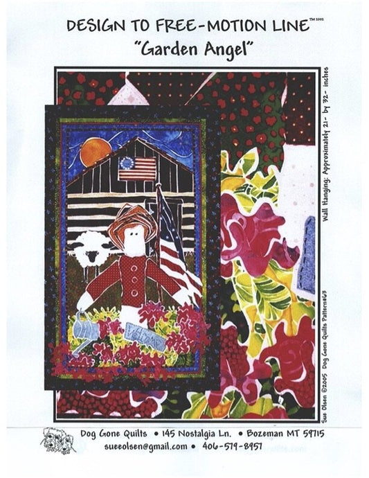 Garden Angel Quilt Pattern, Approximately Size 21” x 32”, Design to Free-Motion Line from Dog Gone Quilts