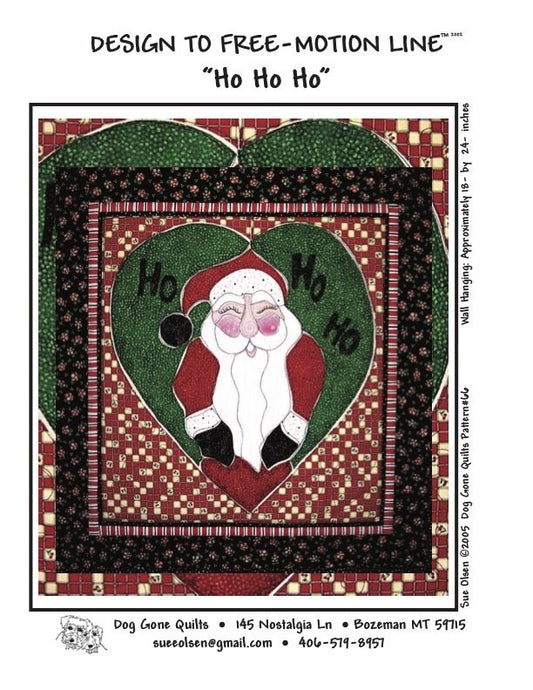 Ho Ho Ho Quilt Pattern, Approximately Size 18” x 24”, Design to Free-Motion Line from Dog Gone Quilts