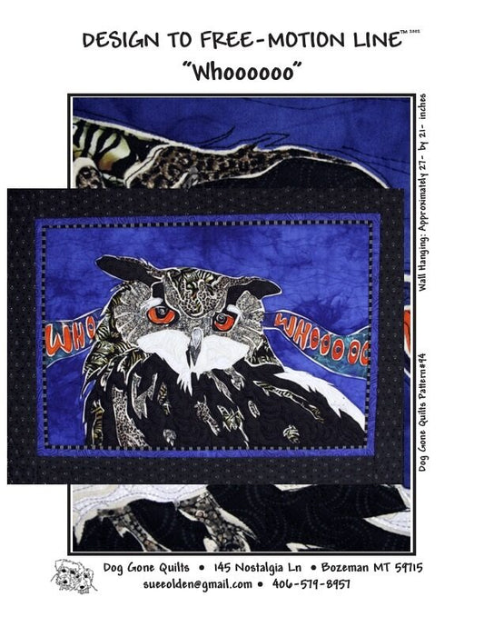 Whoooooo Quilt Pattern - Design to Free-Motion Line from Dog Gone Quilts
