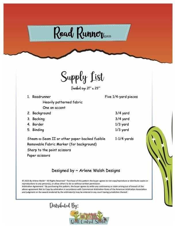 Road Runner Collage Complete Kit with Pattern, An Arlene Walsh Design