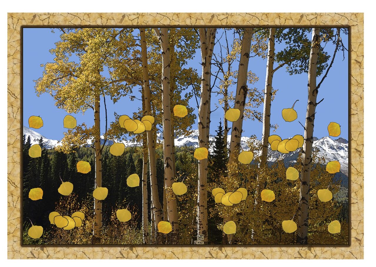 Floating Aspen Leaves Fabric Panel - SCO-023C