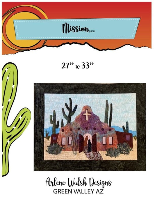 The Mission Quilt Fabric Kit and Pattern -An Arlene Walsh Design, Southwest Pattern, Fused Applique