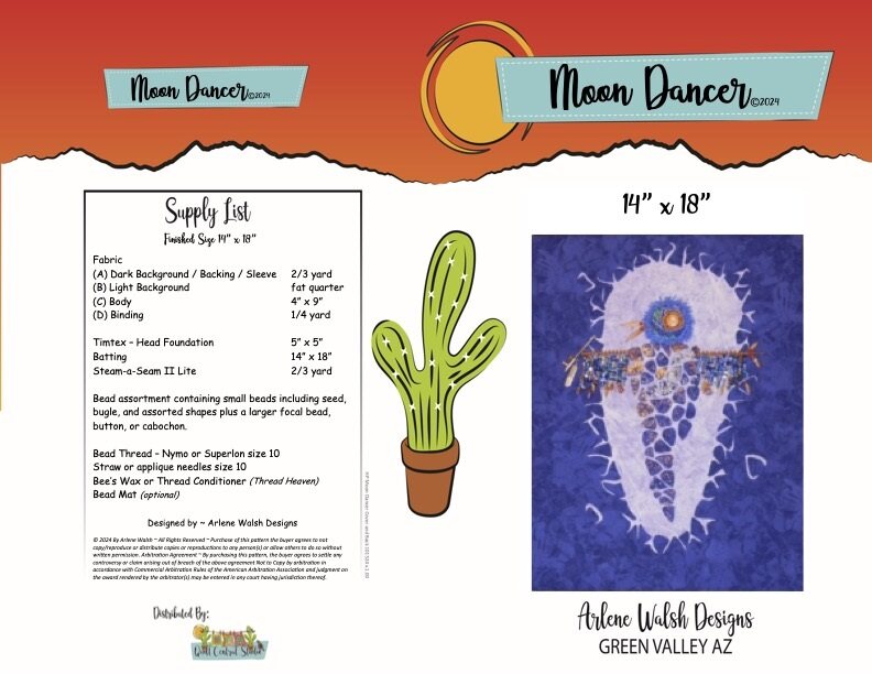 Moon Dancer Quilt Pattern - An Arlene Walsh Design, Southwest Pattern, Fused Applique