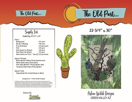 The Old Post Quilt Pattern - An Arlene Walsh Design, Southwest Pattern, Fused Applique