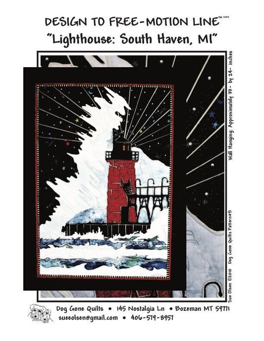 South Haven Pier Quilt Pattern, Approximately Size 33” x 24”, Design to Free-Motion Line from Dog Gone Quilts