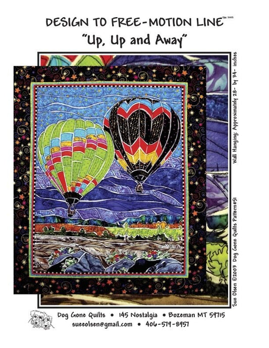 Up, Up and Away Quilt Shop Quilt Pattern - Design to Free-Motion Line from Dog Gone Quilts