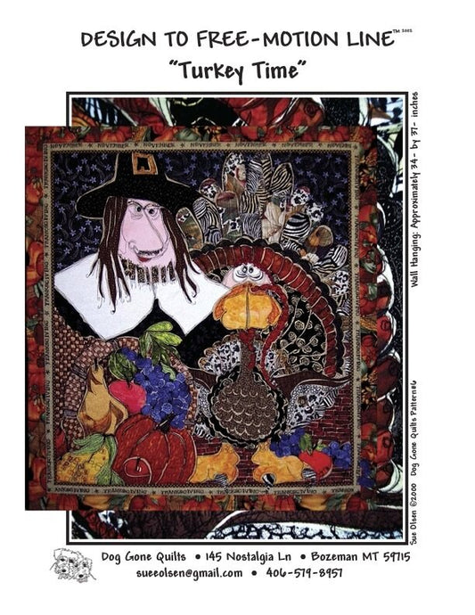 Turkey Time Quilt Pattern - Design to Free-Motion Line from Dog Gone Quilts