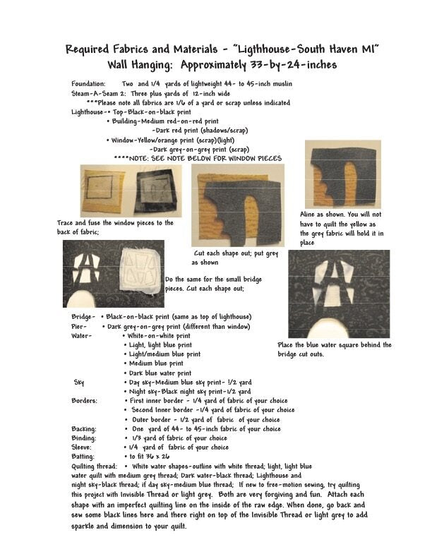 South Haven Pier Quilt Pattern, Approximately Size 33” x 24”, Design to Free-Motion Line from Dog Gone Quilts