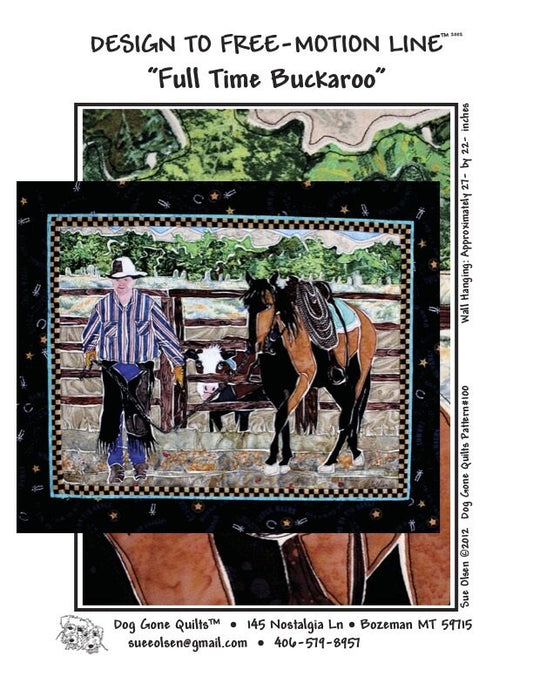 Full Time Buckaroo Quilt Pattern, Approximately Size 27” x 22”, Design to Free-Motion Line from Dog Gone Quilts