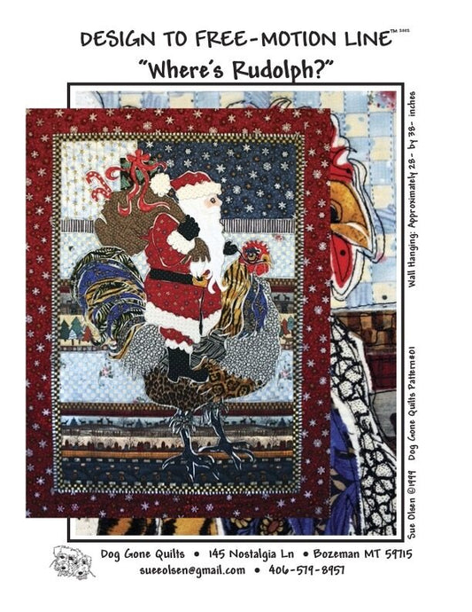 Where’s Rudolph? Quilt Pattern - Design to Free-Motion Line from Dog Gone Quilts