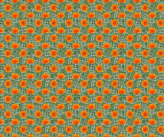 Orange Floral Fabric - FOFY-015 - Focus on Fabric Yardage