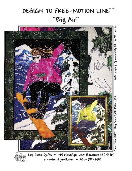 Big Air Quilt Pattern, Approximately Size 28” x 37”, Design to Free-Motion Line from Dog Gone Quilts