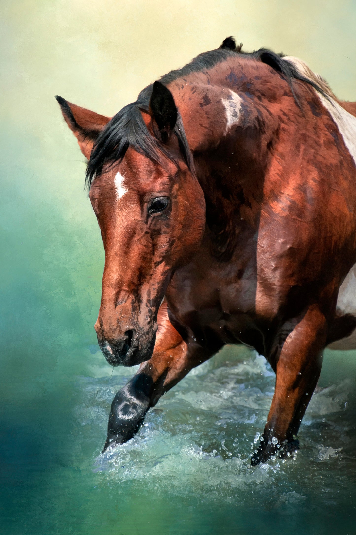 Paint Horse in Water Fabric Panel - AHS-011C