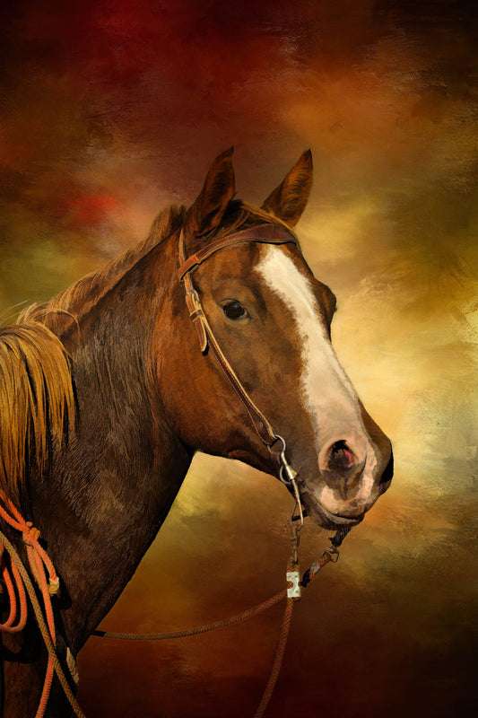 Paint Horse in Bridle Fabric Panel - AHS-025