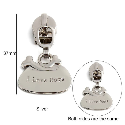 ZP-103N - Dog Bowl Zipper Pull - Nickle - Dog Lover Metal Zipper Slider 5#