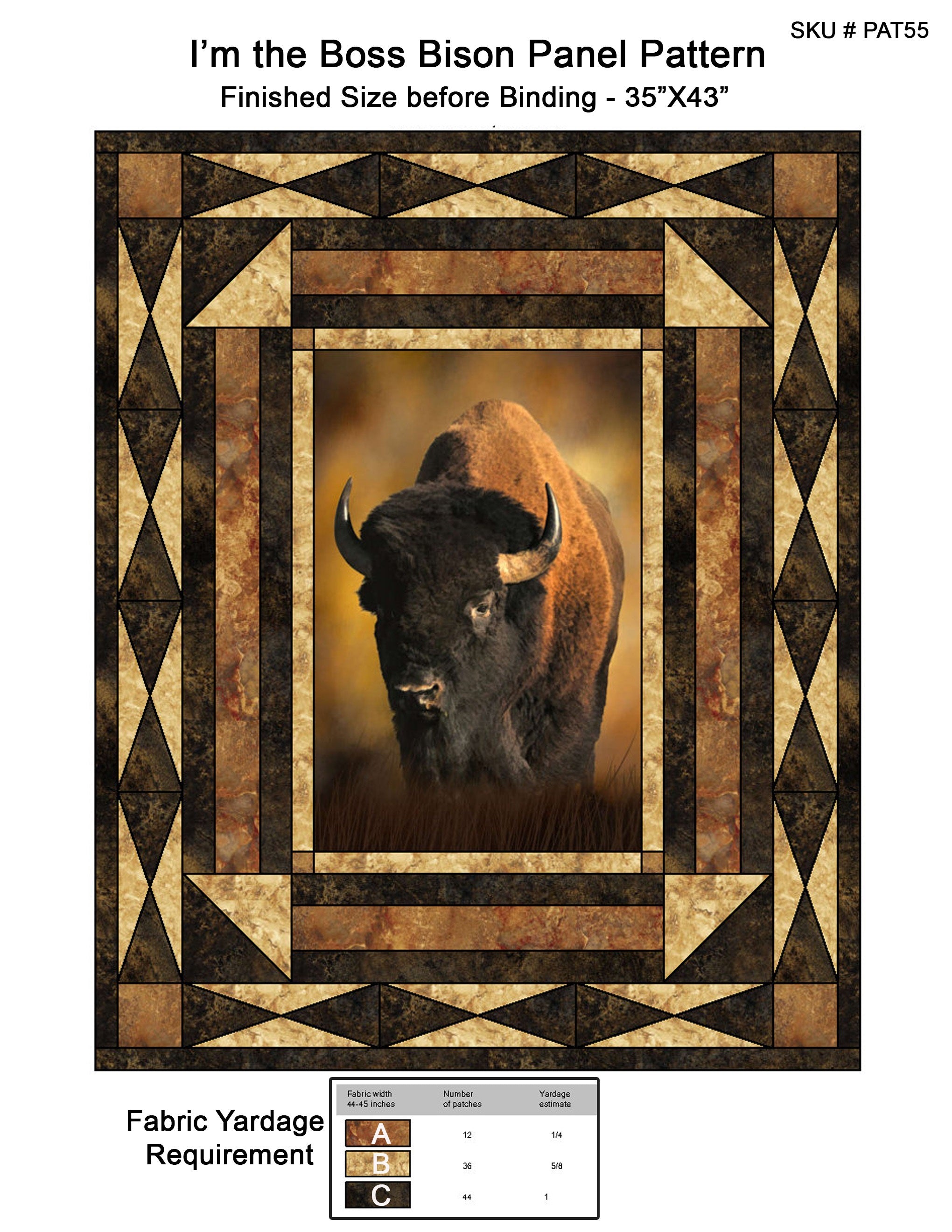 Boss Pattern I'm the Boss Bison Panel Pattern – Focus on Fabric