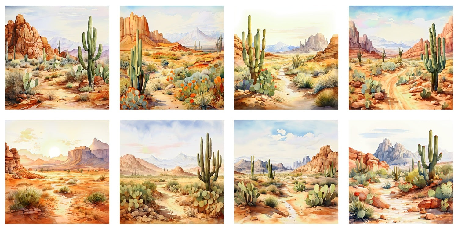 Watercolor Desert Scenes Fabric Panel - ANI-030 – Focus on Fabric