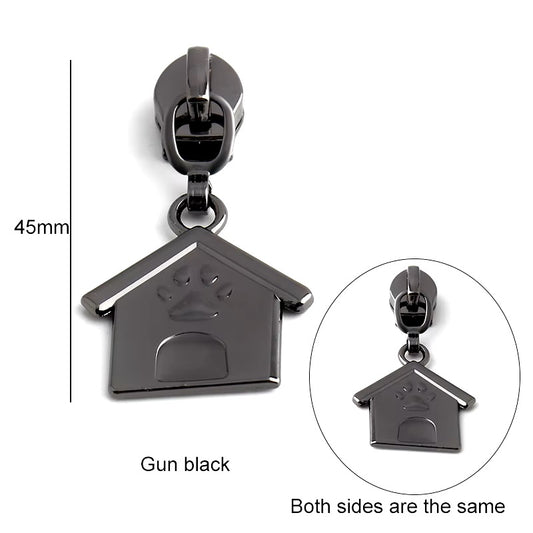 ZP-101GM - Doghouse Zipper Pull - Gun Metal Black - Dog Lover Metal Zipper Slider 5#